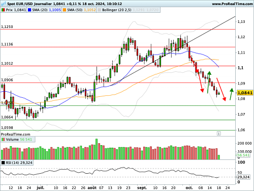 EUR/USD : -25 points de base à chaque Conseil des Gouverneurs ? (©ProRealTime.com) EUR/USD : -25 points de base à chaque Conseil des Gouverneurs ? (©ProRealTime.com)