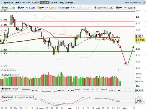 EUR/USD : La réaction de lundi est déjà épuisée (©ProRealTime.com)