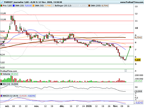 PARROT : Vers un rebond de contestation (©ProRealTime.com)